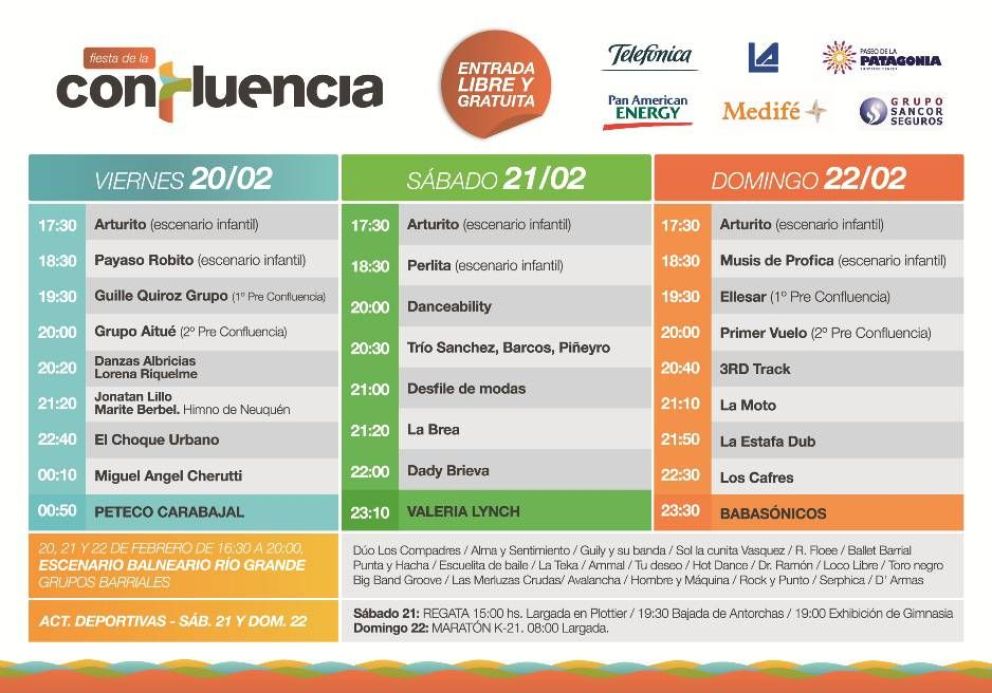 Fiesta de la Confluencia: Conocé el cronograma de artistas